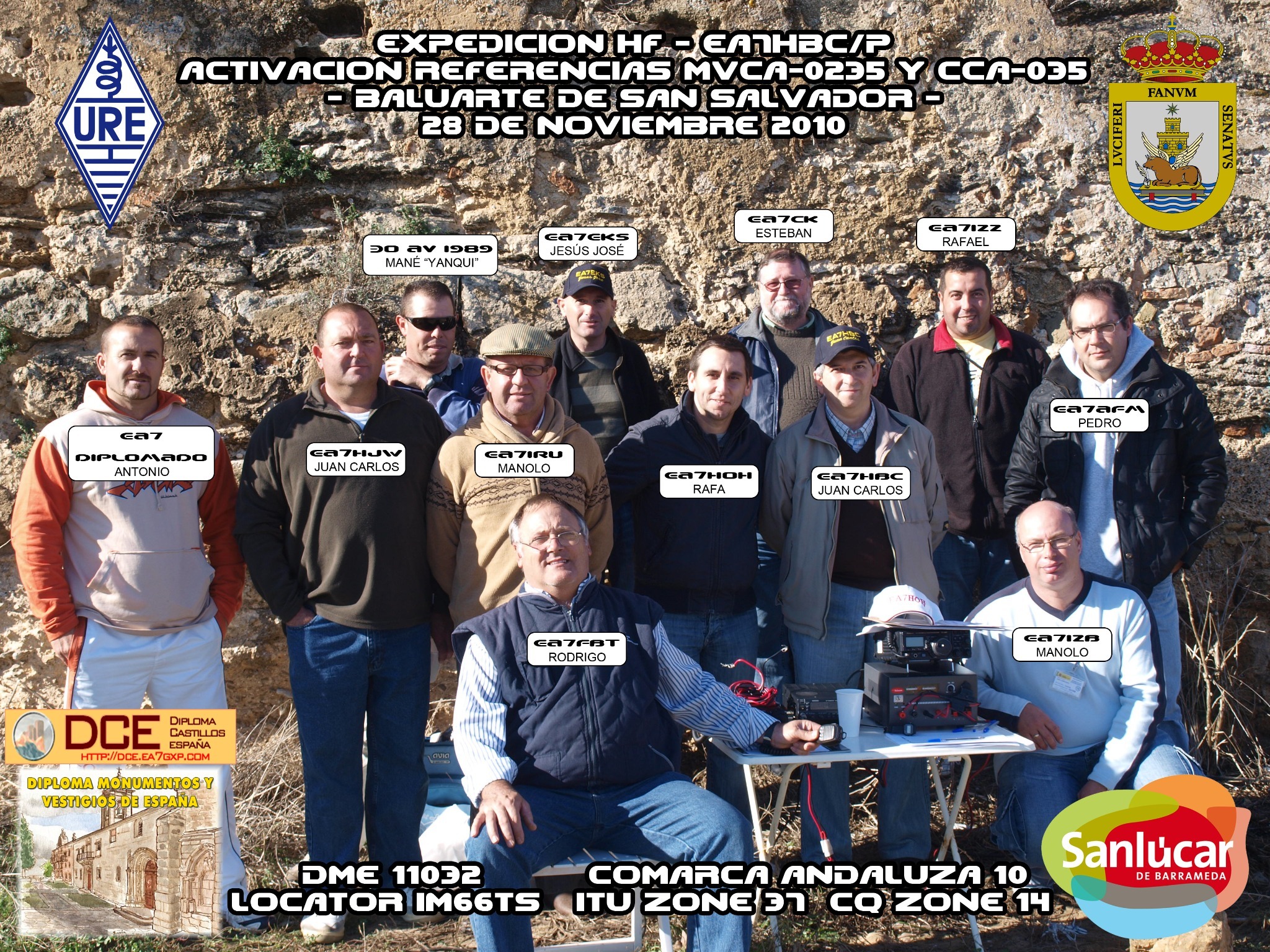 Grupo de radioaficionados durante la activación del Baluarte de San Salvador en 2010