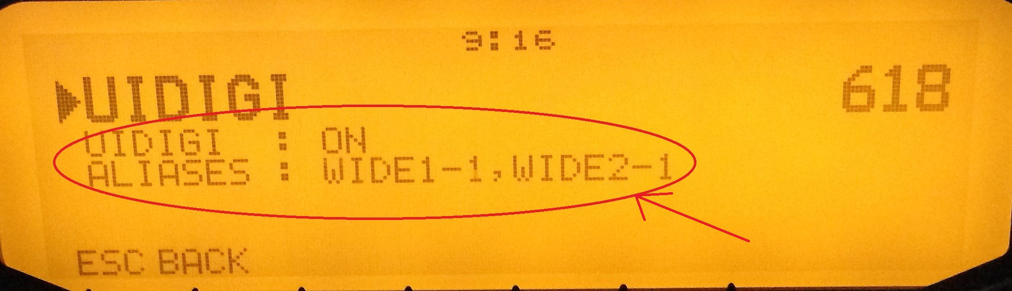 Menú 618 del TM-D710E con UIDIGI.