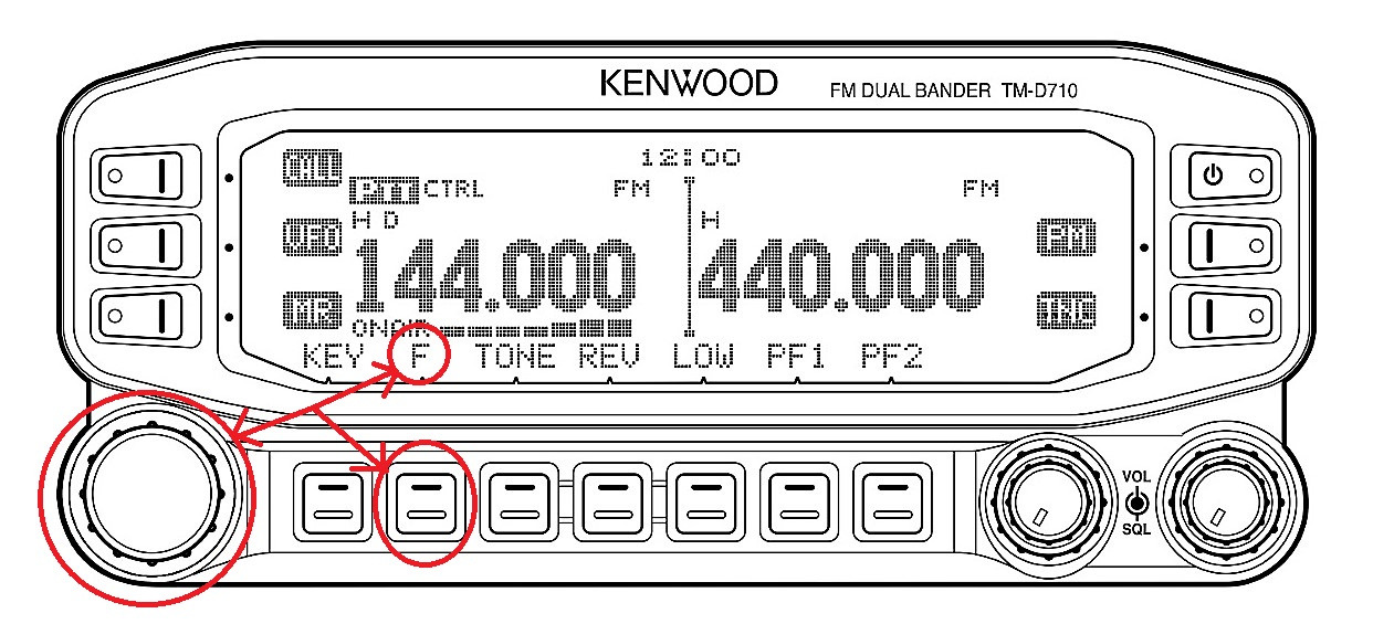 Frontal del Kenwood TM-D710.